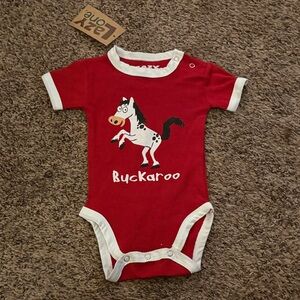 Lazy One Red Baby Onesie with Horse Design